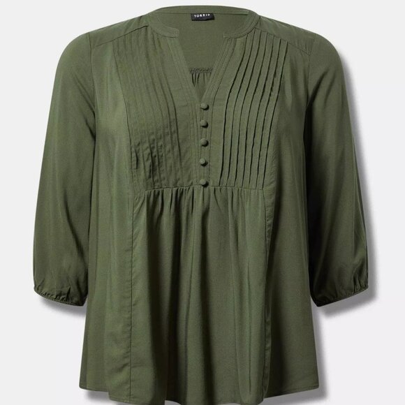Torrid Long Sleeve Pleated Blouse - Picture 1 of 6